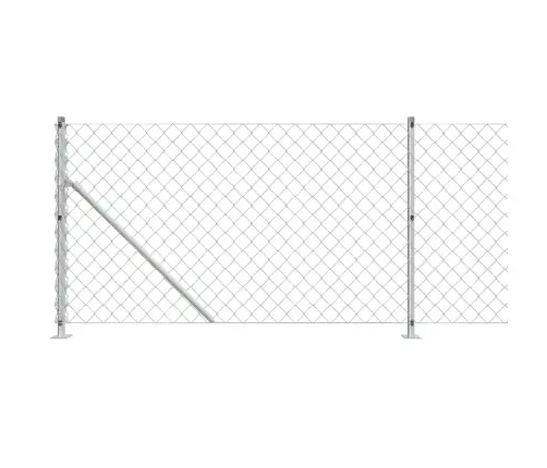 Stiepļu Žogs Ar Atloku, 1X25 M, Sudrabains Vidaxl