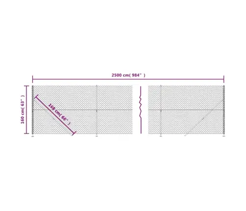 Stiepļu Žogs Ar Atloku, 1,6X25 M, Sudrabains Vidaxl