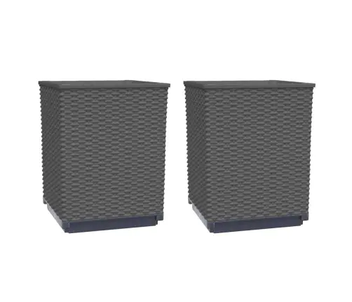 Puķu Kastes, 2 Gab., Melnas, 30X30X37 Cm, Polipropilēns Vidaxl