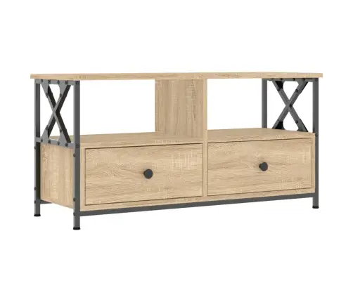 Tv Skapītis, 90X33X45 Cm, Inženierijas Koks, Dzelzs, Ozolkoka Vidaxl