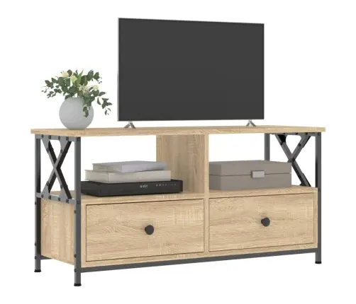 Tv Skapītis, 90X33X45 Cm, Inženierijas Koks, Dzelzs, Ozolkoka Vidaxl