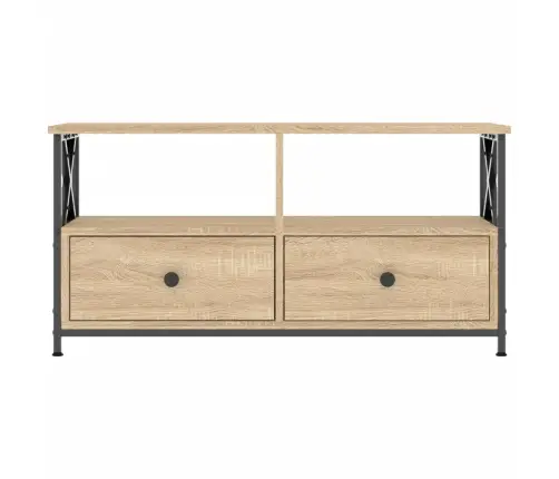 Tv Skapītis, 90X33X45 Cm, Inženierijas Koks, Dzelzs, Ozolkoka Vidaxl