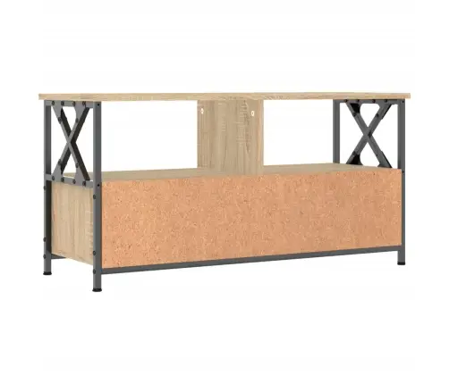 Tv Skapītis, 90X33X45 Cm, Inženierijas Koks, Dzelzs, Ozolkoka Vidaxl