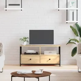 Tv Skapītis, 90X33X45 Cm, Inženierijas Koks, Dzelzs, Ozolkoka Vidaxl