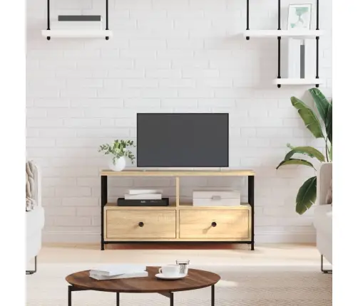 Tv Skapītis, 90X33X45 Cm, Inženierijas Koks, Dzelzs, Ozolkoka Vidaxl