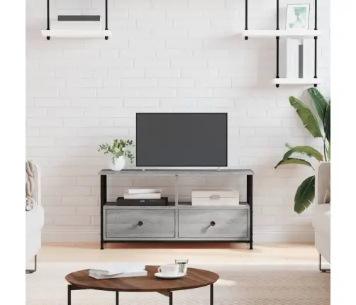 Televizoriaus Spintelė, Pilka, 90X33X45cm Mediena Ir Geležis