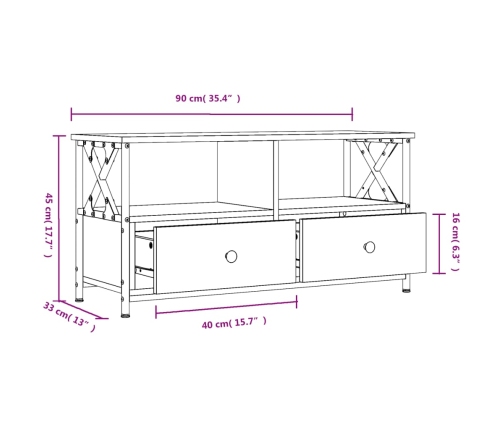Tv Skapītis, 90X33X45 Cm, Inženierijas Koks, Dzelzs, Brūns Vidaxl