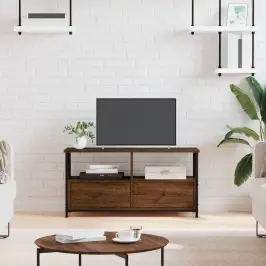 Tv Skapītis, 90X33X45 Cm, Inženierijas Koks, Dzelzs, Brūns Vidaxl