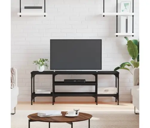 Televizoriaus Spintelė, Juoda, 121X35X45cm Mediena Ir Geležis