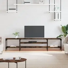 Tv Skapītis, 201X35X45 Cm, Inženierijas Koks, Dzelzs, Ozolkoka Vidaxl