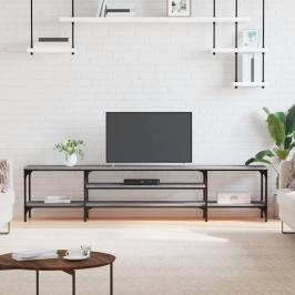 Tv Skapītis, 201X35X45 Cm, Inženierijas Koks, Dzelzs, Pelēks Vidaxl