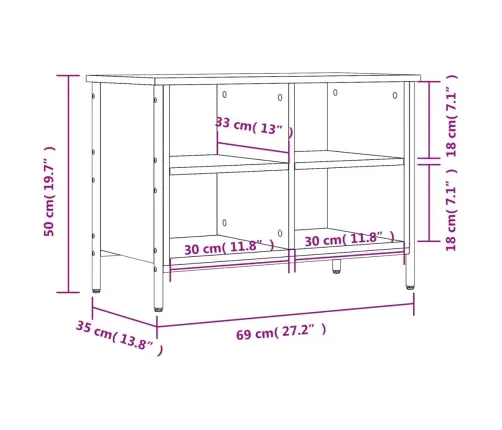Apavu Plaukts, 69X35X50 Cm, Inženierijas Koks, Ozolkoka Krāsa Vidaxl
