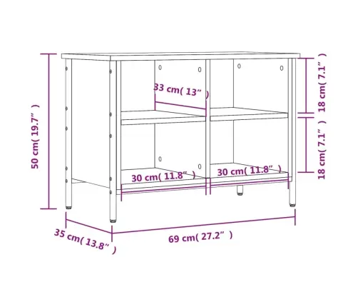 Apavu Skapītis, 69X35X50 Cm, Inženierijas Koks, Pelēka Ozola Vidaxl
