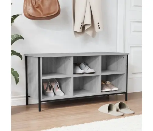 Apavu Plaukts, Pelēka Ozola, 100X35X45 Cm, Inženierijas Koks Vidaxl