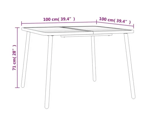 Dārza Galds, Antracītpelēks, 100X100X71 Cm, Tērauds Vidaxl