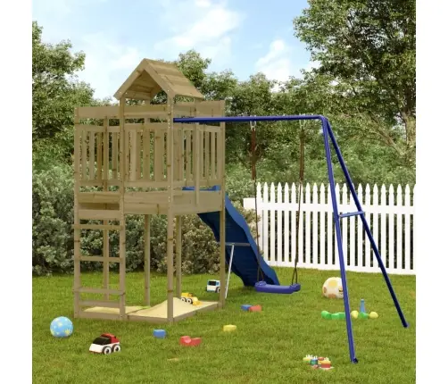 Lauko Žaidimų Aikštelės Komplektas, Impregnuota Pušies Mediena