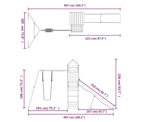 Lauko Žaidimų Aikštelės Komplektas, Pušies Medienos Masyvas