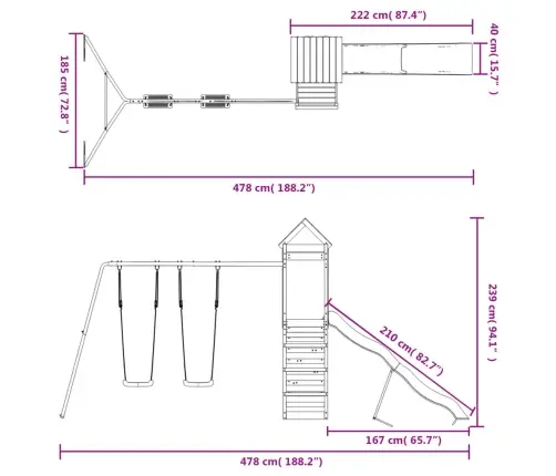 Āra Rotaļu Laukums, Impregnēts Priedes Koks Vidaxl