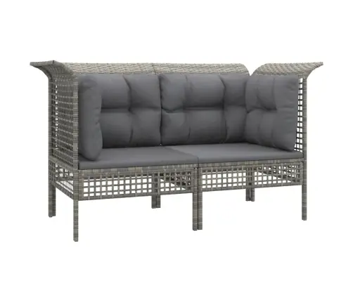 Dārza Stūra Dīvāni Ar Spilveniem, 2 Gab., Pelēka Pe Rotangpalma Vidaxl