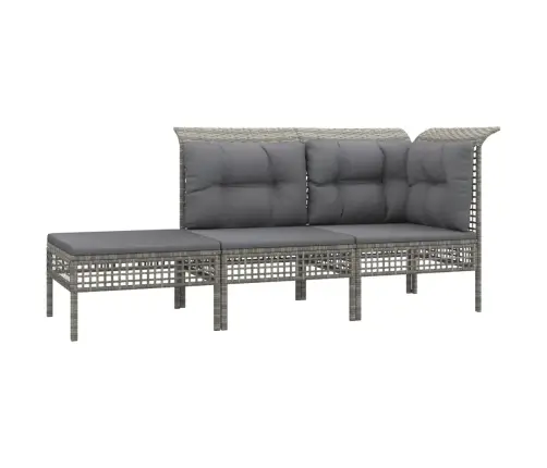 3-Osaline Aiamööbli Komplekt Patjadega, Hall, Polürotang