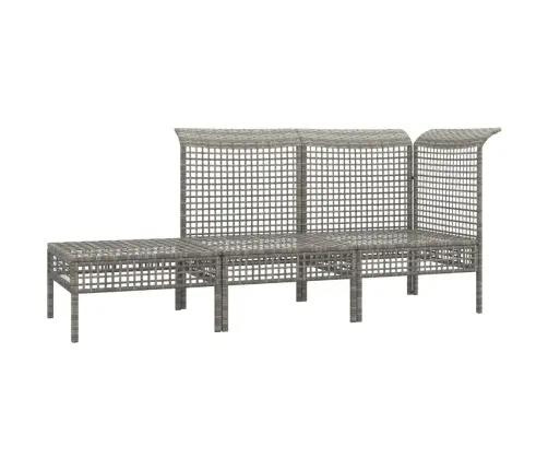 3-Osaline Aiamööbli Komplekt Patjadega, Hall, Polürotang