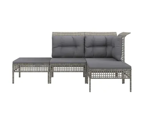 4-Daļīgs Dārza Atpūtas Mēbeļu Komplekts, Pelēka Pe Rotangpalma Vidaxl