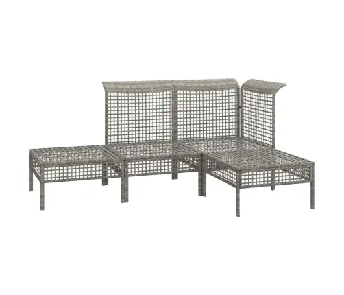 4-Daļīgs Dārza Atpūtas Mēbeļu Komplekts, Pelēka Pe Rotangpalma Vidaxl