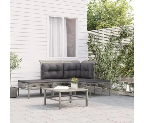 4-Daļīgs Dārza Atpūtas Mēbeļu Komplekts, Pelēka Pe Rotangpalma Vidaxl