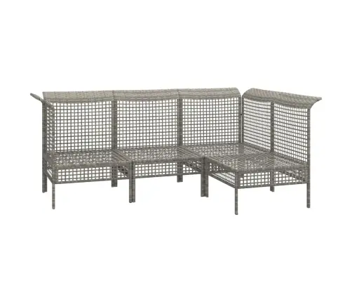 Sodo Komplektas Su Pagalvėlėmis, 4 Dalių, Pilkas, Poliratanas