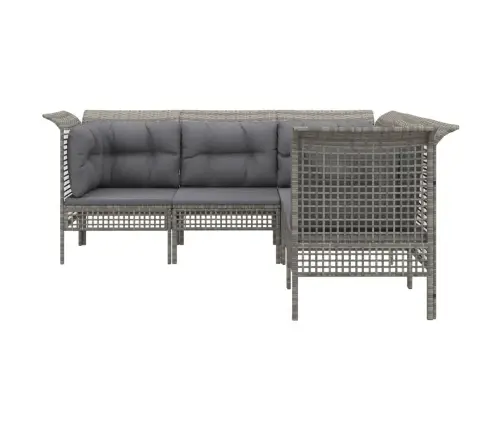 5-Osaline Aiamööbli Komplekt Patjadega, Hall, Polürotang 5-Osaline Aiamööbli Komplekt Patjadega, Hall, Polürotang