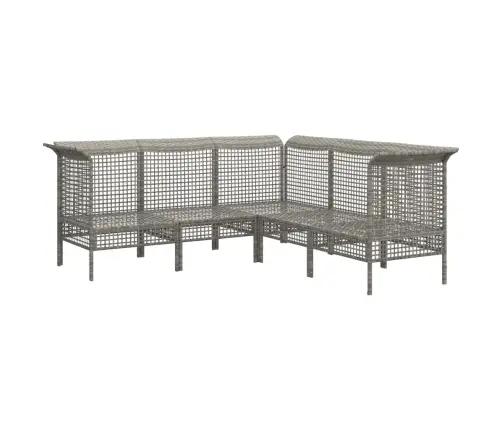 5-Osaline Aiamööbli Komplekt Patjadega, Hall, Polürotang 5-Osaline Aiamööbli Komplekt Patjadega, Hall, Polürotang