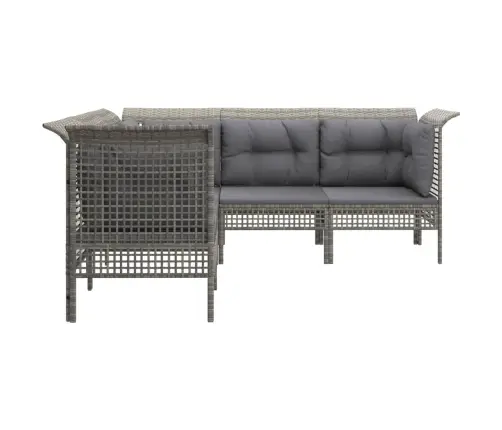 5-Osaline Aiamööbli Komplekt Patjadega, Hall, Polürotang 5-Osaline Aiamööbli Komplekt Patjadega, Hall, Polürotang