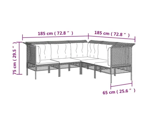 5-Osaline Aiamööbli Komplekt Patjadega, Hall, Polürotang 5-Osaline Aiamööbli Komplekt Patjadega, Hall, Polürotang