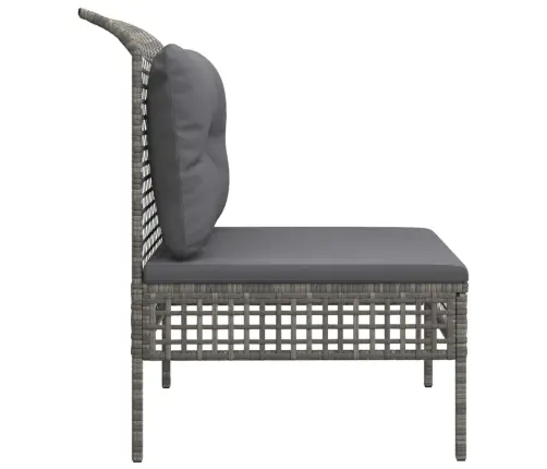 Vidējais Dārza Dīvāns, Spilveni, Pelēka Pe Rotangpalma Vidaxl Vidējais Dārza Dīvāns, Spilveni, Pelēka Pe Rotangpalma Vidaxl