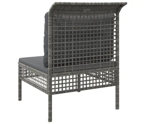 Vidējais Dārza Dīvāns, Spilveni, Pelēka Pe Rotangpalma Vidaxl Vidējais Dārza Dīvāns, Spilveni, Pelēka Pe Rotangpalma Vidaxl