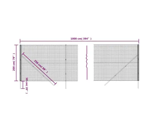 Stiepļu Žogs, Zaļš, 2X10 M, Cinkots Tērauds Vidaxl