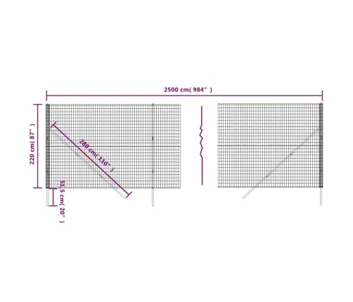 Vielinė Tinklinė Tvora, Žalia, 2,2X25M, Galvanizuotas Plienas