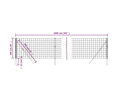 Stiepļu Žogs, Zaļš, 1X10 M, Cinkots Tērauds Vidaxl