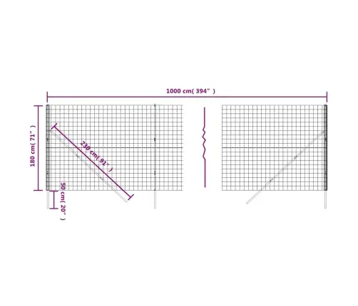 Stiepļu Žogs, Zaļš, 1,8X10 M, Cinkots Tērauds Vidaxl