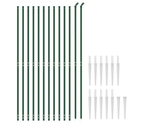 Stiepļu Žogs Ar Zemes Mietiņiem, Zaļš, 2X25 M Vidaxl