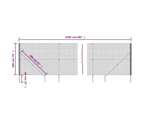 Stiepļu Žogs Ar Zemes Mietiņiem, Zaļš, 2X25 M Vidaxl
