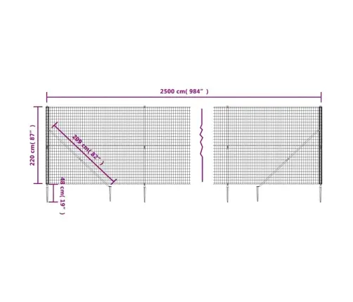 Stiepļu Žogs Ar Zemes Mietiņiem, Zaļš, 2,2X25 M Vidaxl
