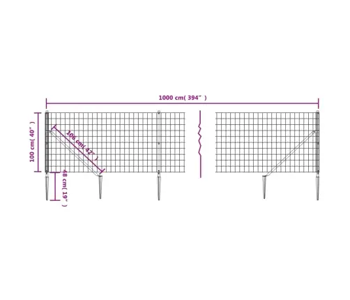 Vielinė Tinklinė Tvora Su Smaigais, Žalios Spalvos, 1X10M