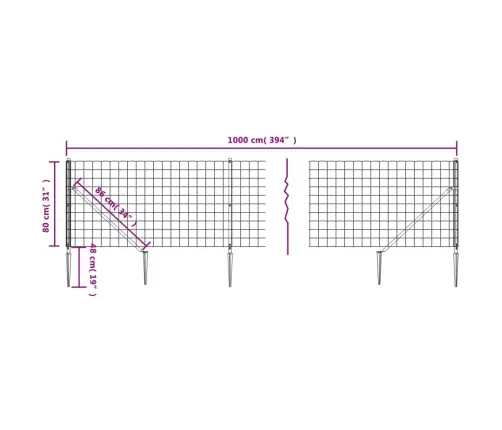 Stiepļu Žogs Ar Zemes Mietiņiem, Zaļš, 0,8X10 M Vidaxl