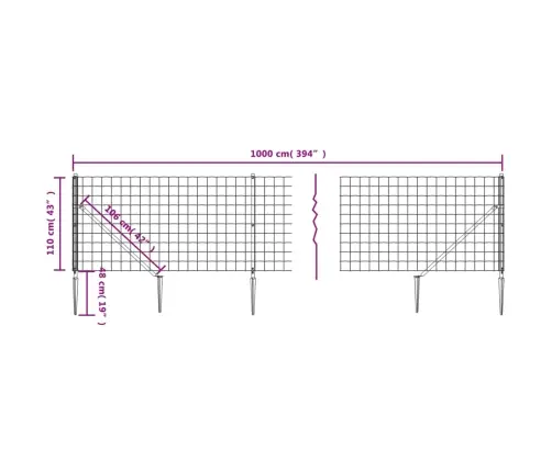Stiepļu Žogs Ar Zemes Mietiņiem, Zaļš, 1,1X10 M Vidaxl
