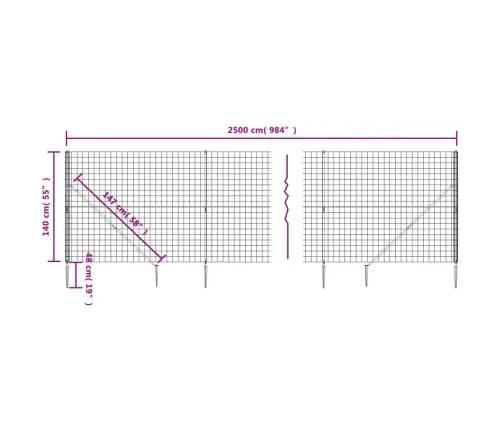 Stiepļu Žogs Ar Zemes Mietiņiem, Zaļš, 1,4X25 M Vidaxl