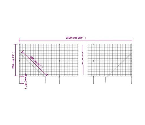 Stiepļu Žogs Ar Zemes Mietiņiem, Zaļš, 2X25 M Vidaxl