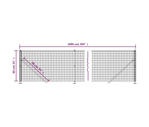 Vielinė Tinklinė Tvora Su Flanšais, Žalios Spalvos, 0,8X10M