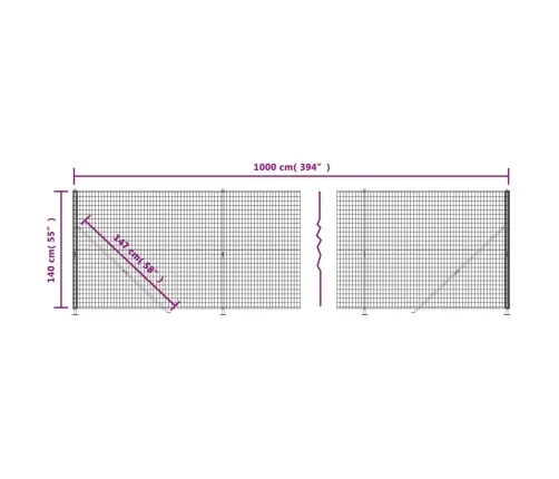 Vielinė Tinklinė Tvora Su Flanšais, Žalios Spalvos, 1,4X10M