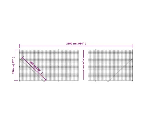 Stiepļu Žogs Ar Atloku, Zaļš, 2,2X25 M Vidaxl
